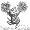 littlecatk: art showing a cat waving pompoms (happy)