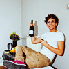 ofjustimagine: louis tomlinson drunkenly pointing at a champagne bottle (tv:bad things)
