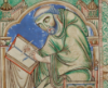 girderednerve: crop of a twelfth-century scribe against a blue background (eadwine)