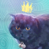teaotter: a fat black cat with a crown (cat of kings)