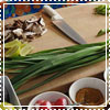 chomiji: Mise en place or cooking set-up: cutting board, ingredients, knife (Cookery)
