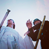 juniperphoenix: Shot from below of WWX dropping flute and grabbing LWJ's wrist (Untamed: Wangxian)