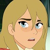 anghraine: a focused shot of adora from she-ra, a blonde girl with large eyes and a concerned expression (adora [save the cat])