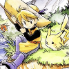 jellyfishlover: A drawing of person fishing with a Pikachu next to them. (Yellow -- Pokemon)