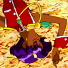 mikogalatea: Anthy from Revolutionary Girl Utena, laid out on autumn leaves in her Rose Bride dress. ([Utena] Anthy)