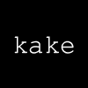 kake: The word "kake" written in white fixed-font on a black background. (kake)
