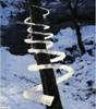 ambyr: icicles fused end to end and wrapped in a spiral around a young tree (nature sculpture by Andy Goldsworthy) (Winter)