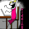 frayadjacent: drawing from hyperbole and a half: cartoon girl at laptop at night, text says "vidding" (!vidding)
