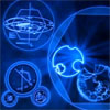 arcanetrivia: glowing blue circles and hexagons on a dark blue background (doctor who (TARDIS scanner))