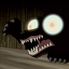 mortalcity: A wolf-like beast with sharp claws and teeth, snarling. It has beautiful (giant) eyes. (OtGW | you have beautiful eyes)